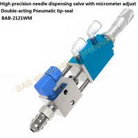high precision pneumatic double acting fluid needle off tip seal thimble dispensing valve dispenser with micrometer tuner