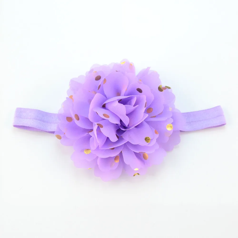 1 шт. повязка на голову в Золотой горошек с большим шифоновым цветком для