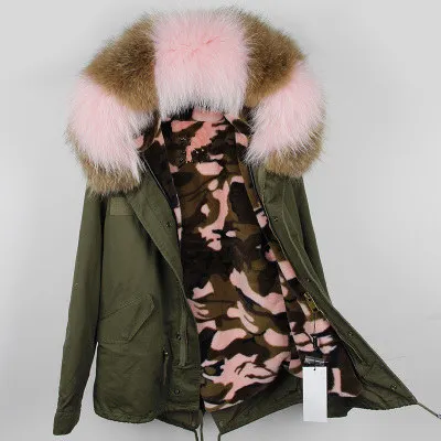 3 OFTBUY, парка, зимняя куртка, Женское пальто с натуральным мехом, большой воротник из натурального меха енота, парки, теплое плотное зимнее пальто, женская верхняя одежда - Цвет: 3