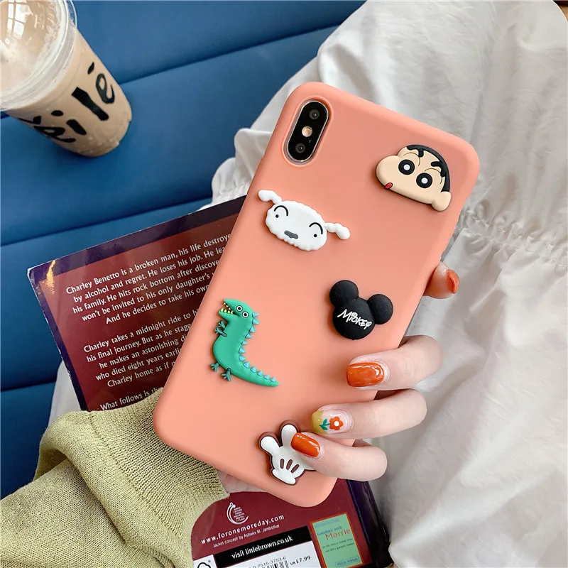 super cute cartoon embossing 3D doll TPU Pink green soft shell phone Case For Apple iphone 6 6s 7 8 Plus X XS XR MAX |