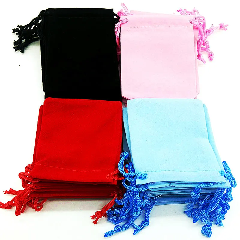 100pcs 7x9cm Mixed Color (4 Colors) Velvet Bunched Tile Strap Bag Gift Bags  B-057