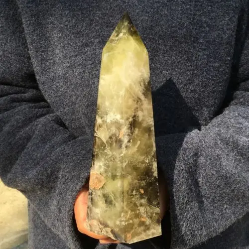 Большой натуральный цитрин кварц обелиск кристалл палочка точка Рейки лечение