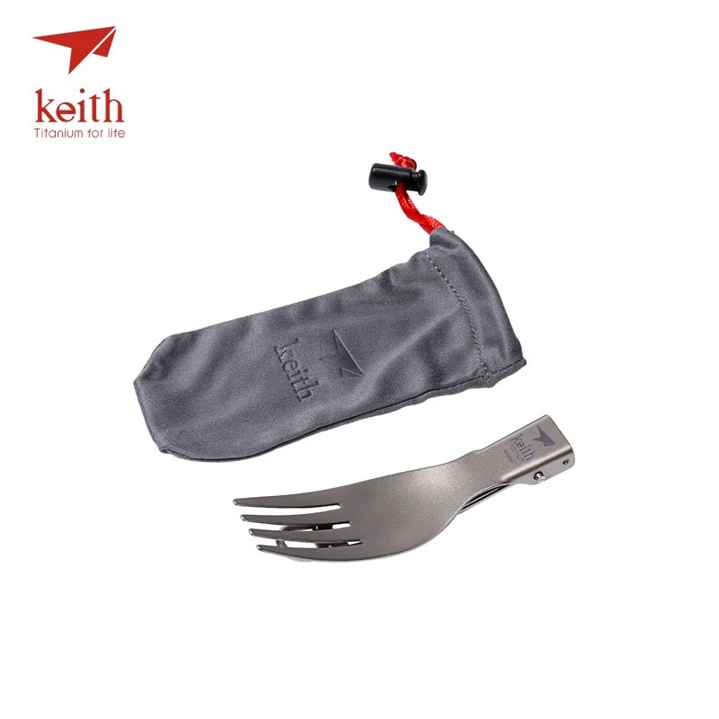 

Keith Titanium Folding Fork Camping Cutlery Travel Tablewares Outdoor Picnic Hiking Convenient Spork Ti5303 16g