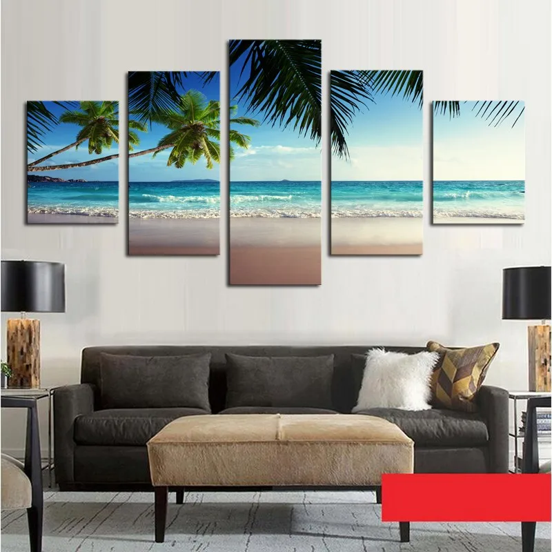 Картинная рамка домашний декор печатный плакат 5 шт. кокосовой пальмы голубое