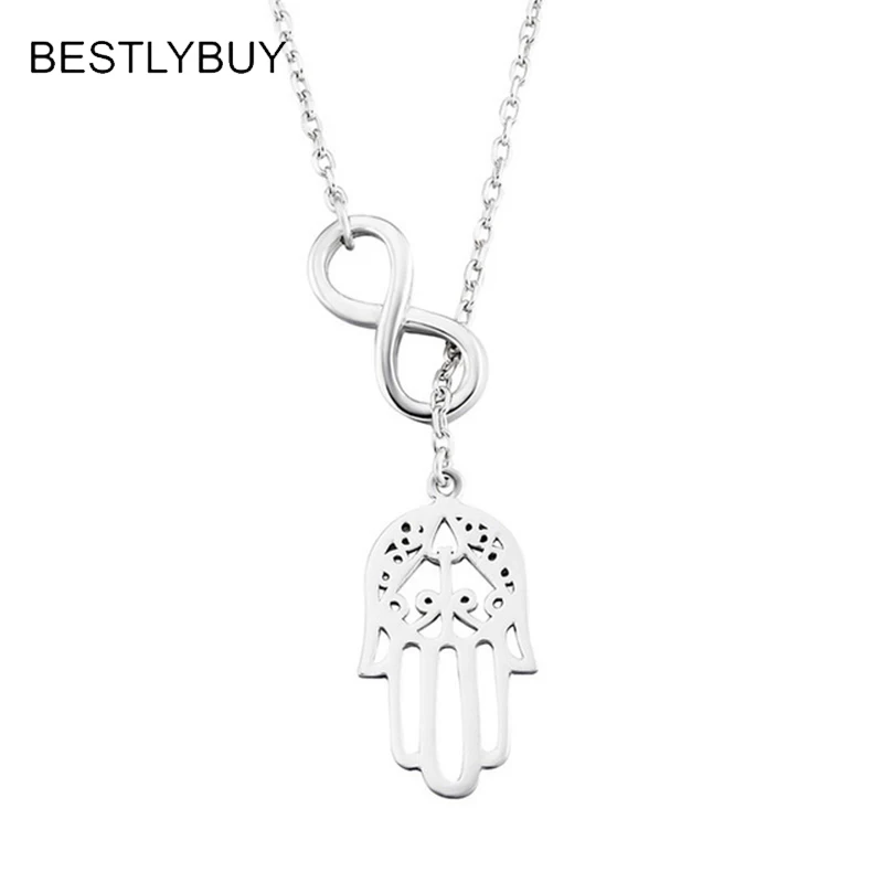 BESTLYBUY подлинное серебро 925 пробы Хамса рука Бесконечность Кулоны &quotлюбовь&quot