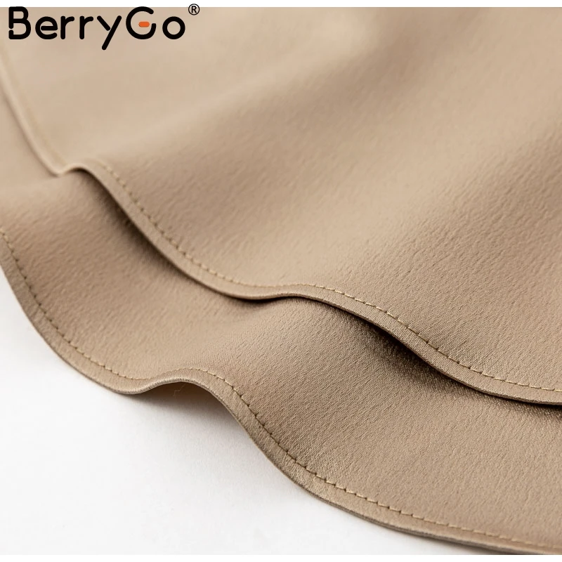 BerryGo, сексуальные, на одно плечо, неровные, женские Топики, летние, с рюшами, с поясом, цвета хаки, шелковые майки, blusas, элегантные, вечерние, женские топики