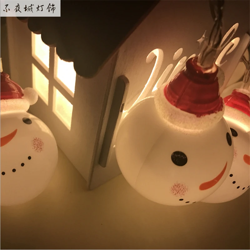 one set of 2m with 10pcs snowman head led light string Christmas flashing lights tape series festival decorative | Освещение