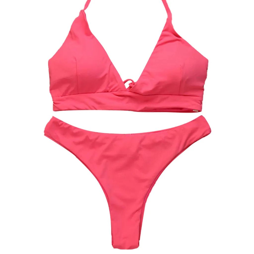 Hot Pink Летний купальник, женский сексуальный комплект бикини, Женский Бразильский купальный костюм, женский черный купальник с высокой талией и пуш-ап - Цвет: Hot Pink