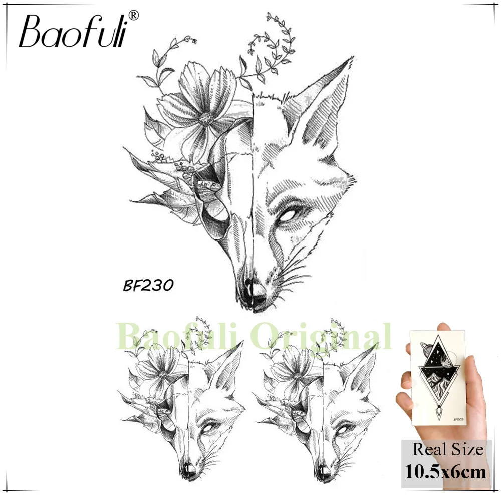 BAOFULI DIY геометрические алмазные розы лисицы временная татуировка стикер боди арт