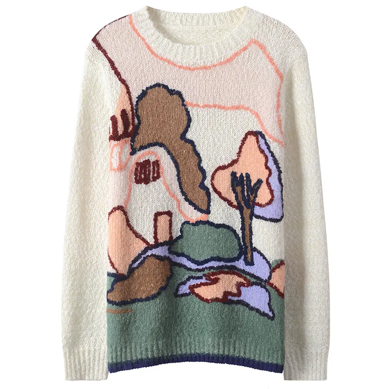 Женский вязаный свитер GRUIICEEN пуловер с лесным узором джемпер на осень и зиму GY2018158
