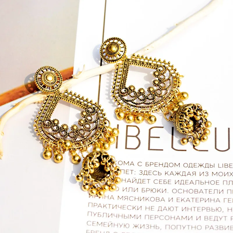 OIQUEI 2019 богемные антикварные Большие колокольчики Jhumka индийские этнические