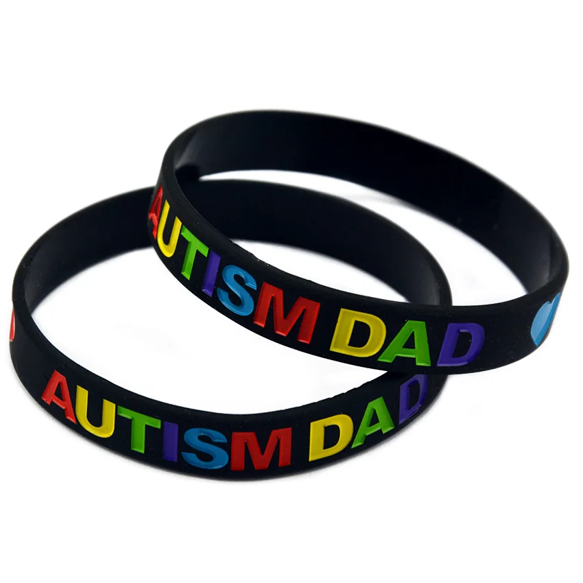 OBH 50PCS Love Autism DAD and MOM Silicone Bracelet White Black | Украшения и аксессуары