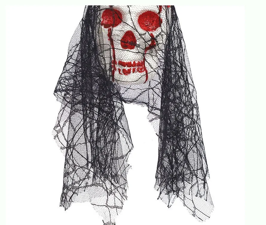 

Halloween decoration props horror head pendant black gauze flower bubble taro decoration