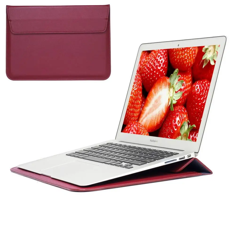 Wine red-xin feng da EQHTX-кожаный чехол-конверт для Macbook Air 13 Pro retina 11 12 13 15-чехол для ноутбука Macbook 13,3 дюймов - Цвет: Wine red-xin feng da