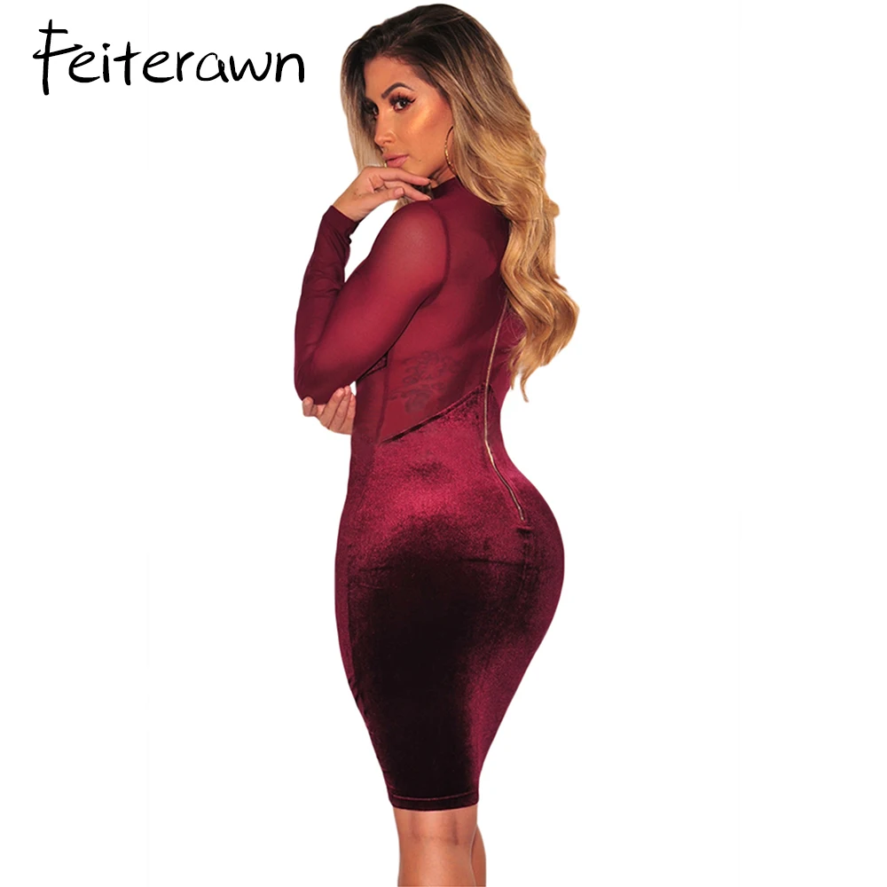Feiterawn 2018 новые летние Для женщин Bodycon платье с длинным рукавом Сексуальная