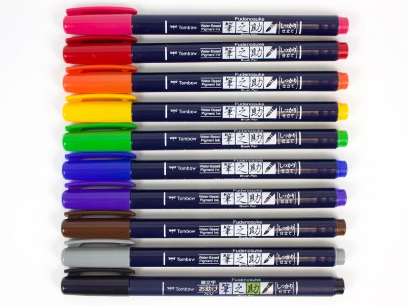 Японский маркер TOMBOW Fudenosuke 10 шт./компл. ручка цветов яркие маркеры для искусства