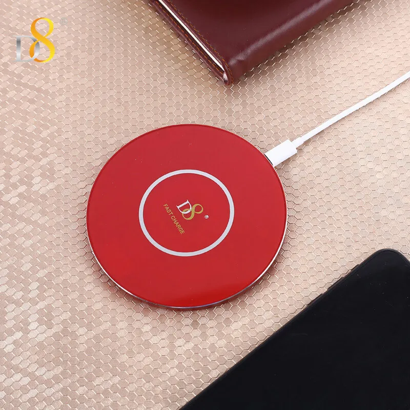 D8 Qi Wireless Charger 10W Solid Universal Fast Charging Pad For iPhone X 8 Plus Ultra Thin 8mm Samsung | Мобильные телефоны и