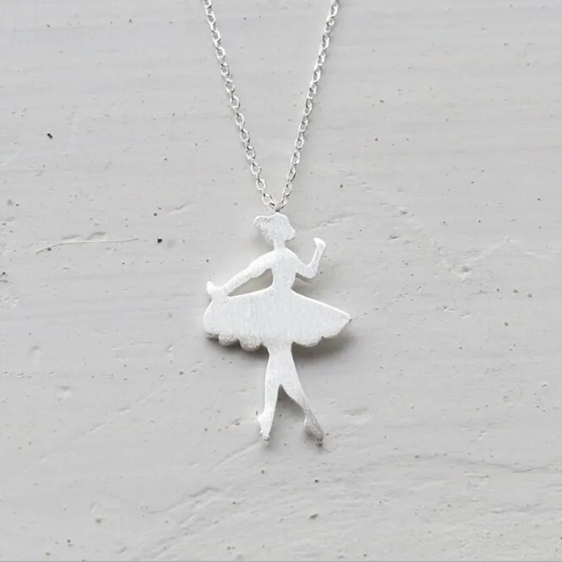 Женское ожерелье из серебра 925 пробы с подвеской в виде красивой балерины |