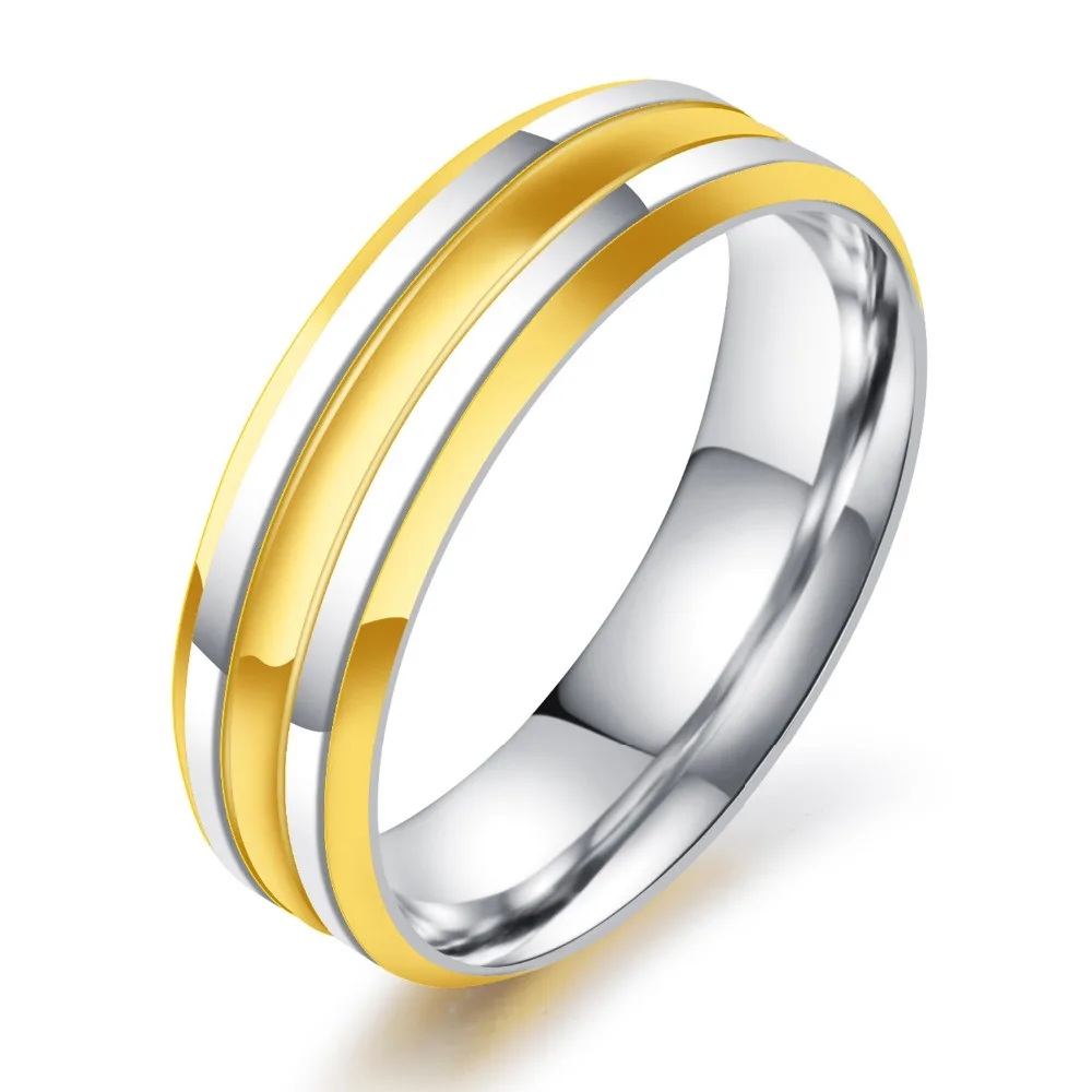Мужское кольцо-полоска из нержавеющей стали золотистого цвета | Украшения и