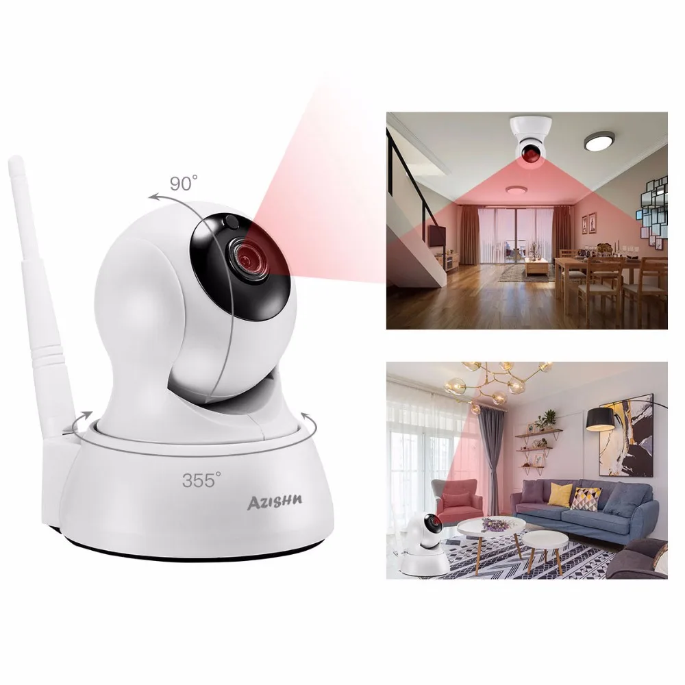 AZISHN Домашняя безопасность WiFi IP камера 720P HD Беспроводная внутренняя сеть