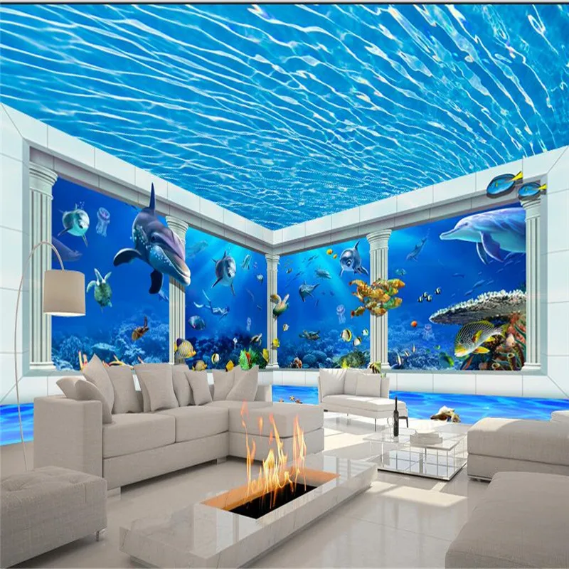 Обои beibehang для комнаты дельфин римские столбы волны фон современное искусство