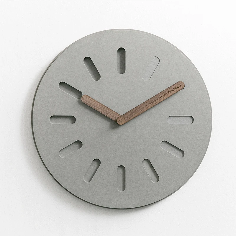 EMITDOOG Non Ticking Modern Home Decoration Retro Square Clock Concrete Wooden Black DIY Wall Clock for Gift