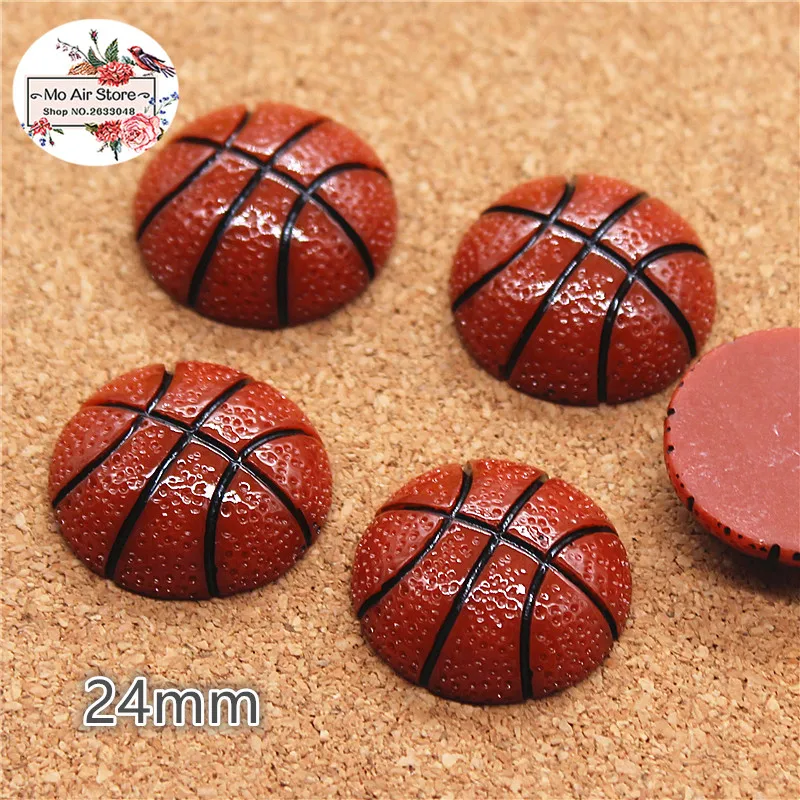 

10pcs Resin basketball sports flat back Cabochon Art Supply Decoration Charm Craft DIY 24mm