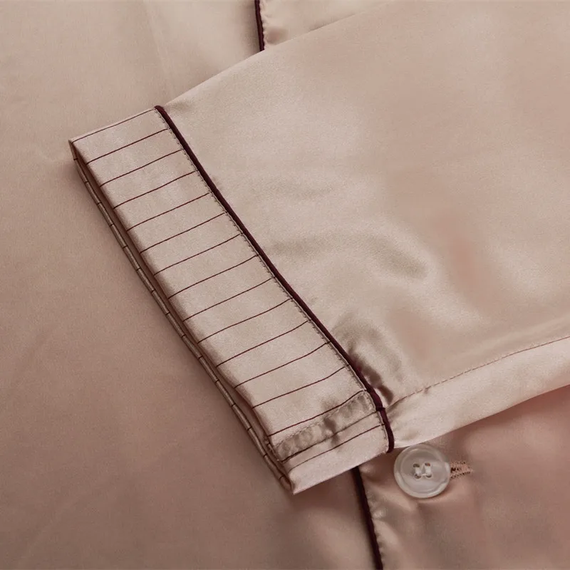 Adult Silk Embroidered Pajamas Long Sleeved Male Female Couple Silk Sleepwear 2pcs Men's Suit Home Furnishing Nightwear  B-5846