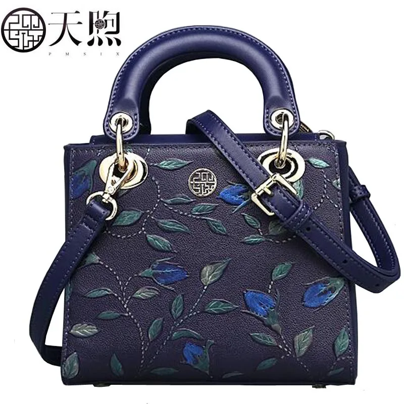 Pmsix 2020 New women Genuine Leather bag famous brand handbags Luxury Embossed small fashion leather | Багаж и сумки
