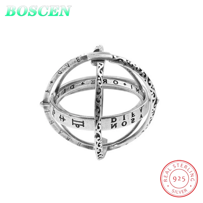 Кольцо BOSCEN из стерлингового серебра 925 пробы с астрономическим шариком для