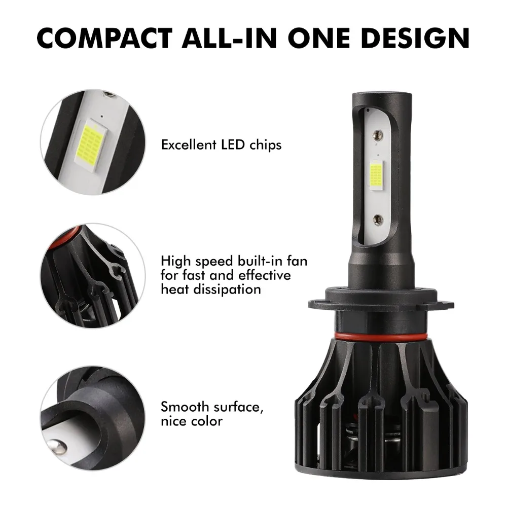 Светодиодный фонарь Oslamp T5 H7 для автомобиля светодиодный налобный COB 8000lm 72 Вт 6500 К