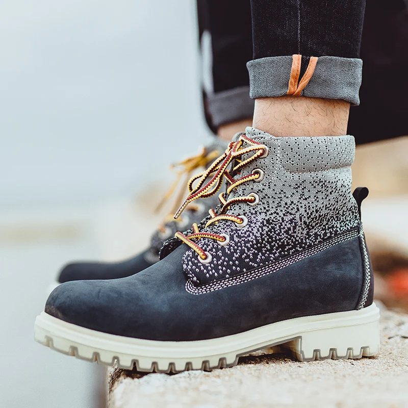 Мужские Ботильоны модные рабочие ботинки с круглым носком сезон весна осень