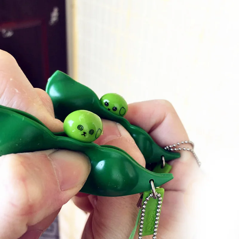 Pudcoco отжимная Экструзионная выдавливаемая Bean стресс Soybean брелок всплывающая Гороховая игрушка забавные подвески в форме бобов сжимаемые забавные гаджеты