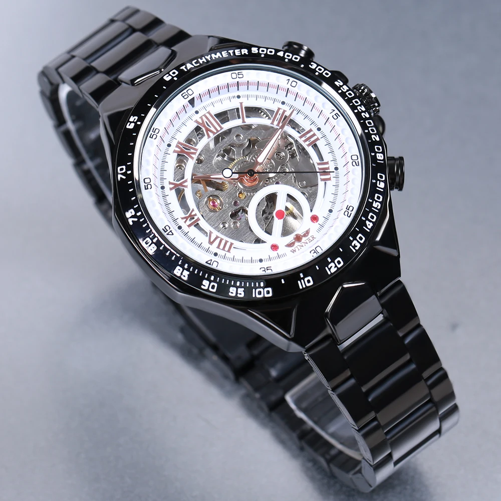 Часы наручные WINNER Мужские механические крутые автоматические с браслетом из