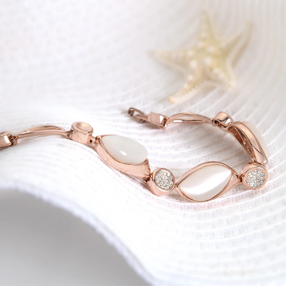 Viennois элегантный розовая позолота кошачий eye' камень с Braclet и браслет цепи для