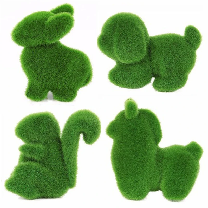 

Easter Simulation Plant Green Mini Potted Plants Small Animal Bonsai Table-Top Decoration Office Grasses Rabbit Squirrel Bonsai