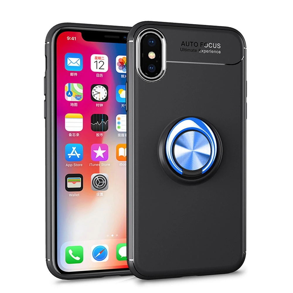 Роскошный противоударный чехол Heyytle с кольцом для iphone 8 7 Plus XS MAX XR X 6 S полное