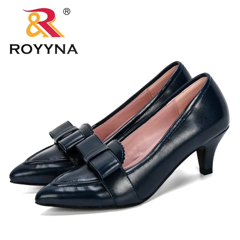 

ROYYNA 2019 New Style Women Shoes Low Heels Dress Shoes Woman Basice Pumps Slip On Ladies Shoes Zapatos Mujer Pointed Toe Trendy