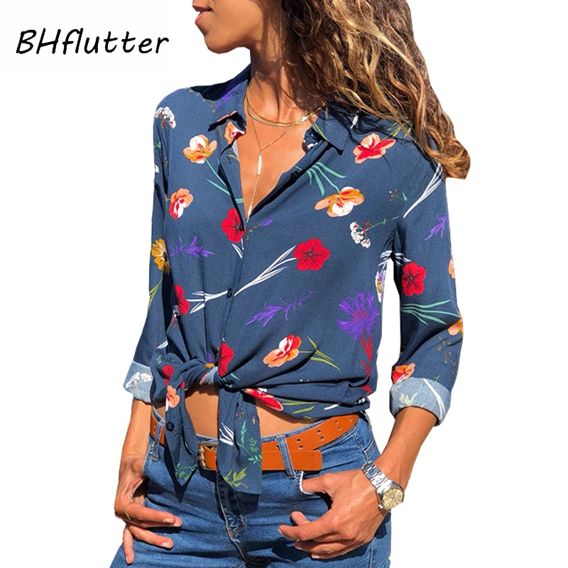 BHflutter женская блузка рубашка 2018 Модные Полосатые шифоновые блузки с принтом и