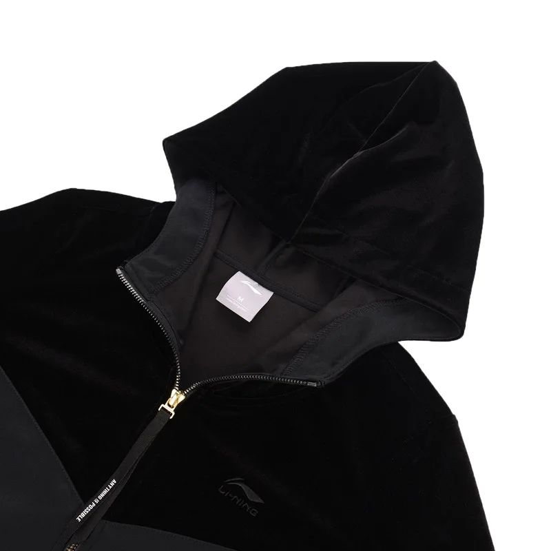 Li-Ning/женские модные свитера-худи на молнии повседневные Бархатные лоскутные