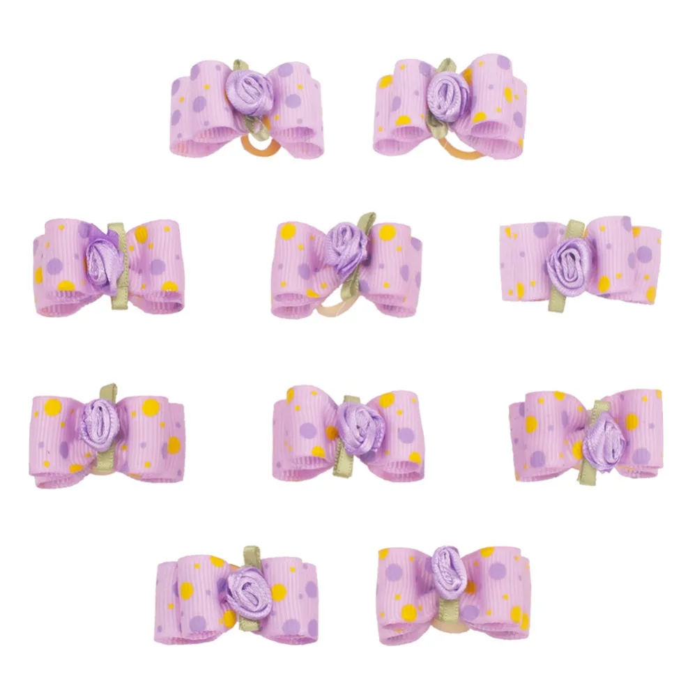 10 шт./лот аксессуары для волос собак розовая лента в красный горошек цветок розы