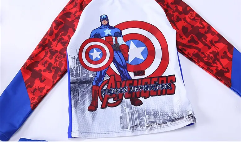 2018 Newest super man printed two-piece swimwear long sleeve surfing suit for children sports beachwear kids swimsuit with hat | Спорт и