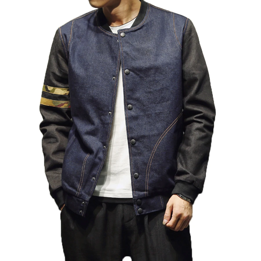 Винтажная джинсовая куртка Мужская Лоскутная ветровка куртка-бомбер Японская