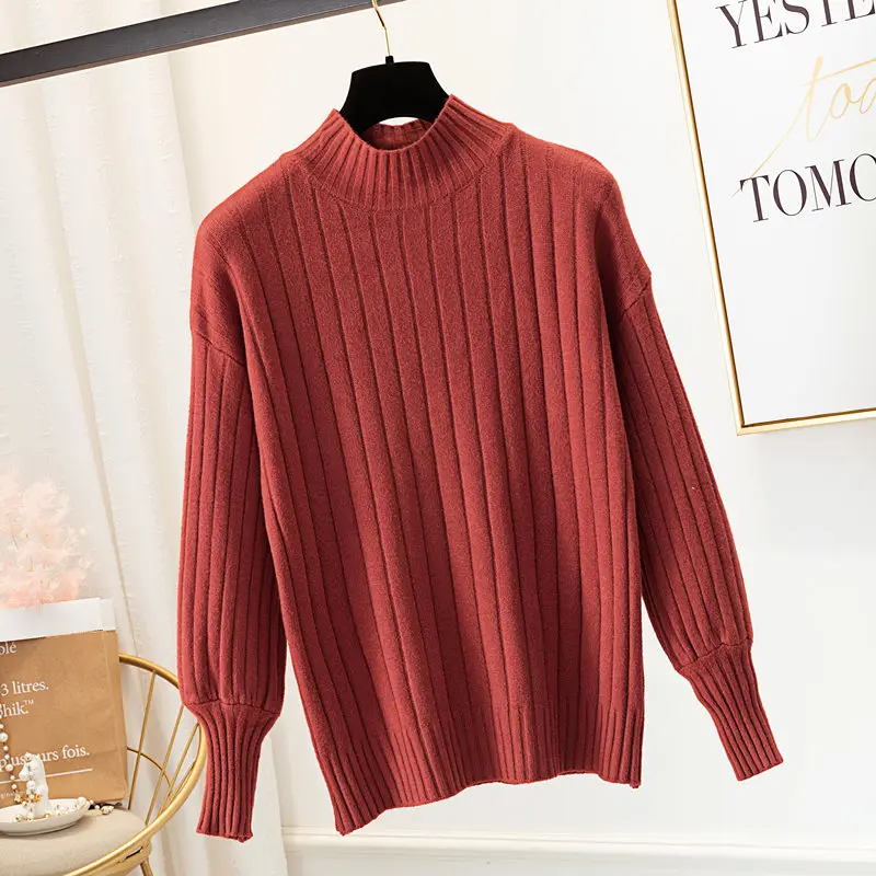 OHRYIYIE Casual Loose Autumn Winter Knit Sweater for Women Long Sleeve Half Turtleneck Knitted Sweaters and Pullovers Jumper | Женская