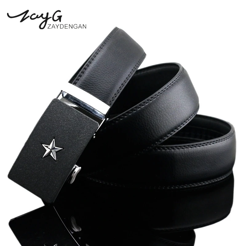

Ремень ZAYG мужской, дизайнерский, деловой, металлический, с пятизвездочной автоматической пряжкой, ремень для джинсов высокого качества