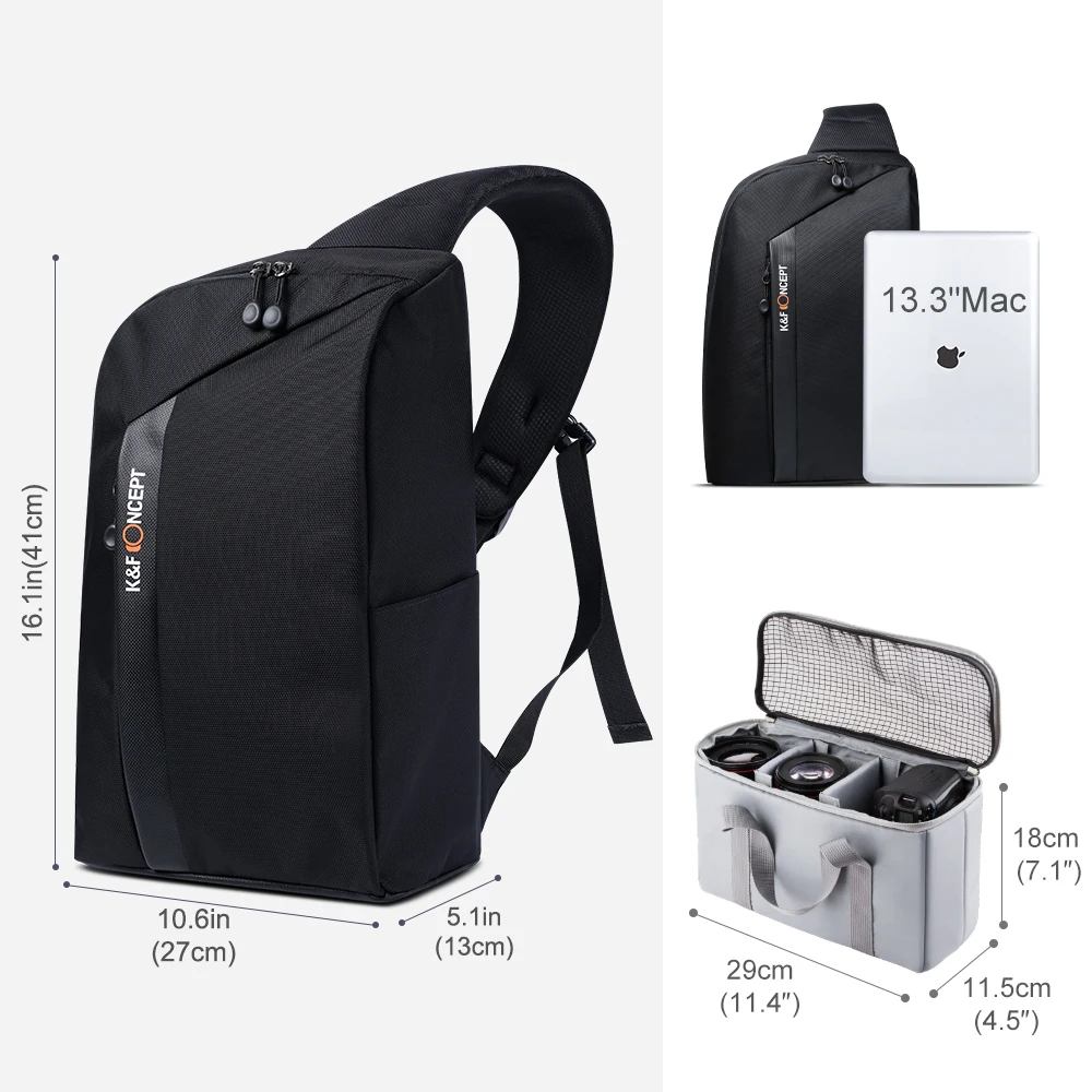 K & F CONCEPT Camera Sling рюкзак для DSLR беззеркальных камер Аксессуары объективов и 13 3