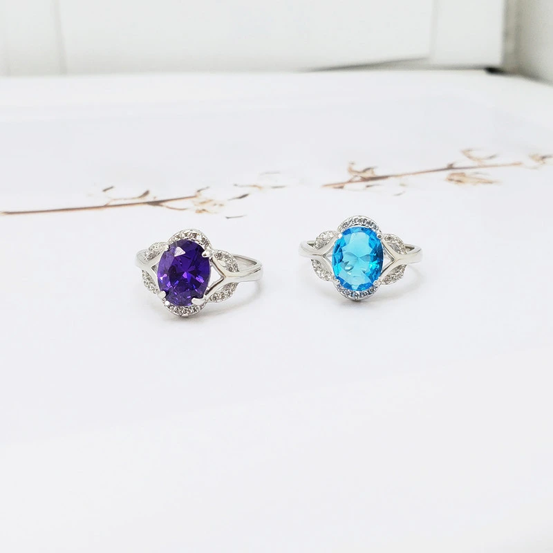 Синий Кристалл Фиолетовый аметист Серебро 925 пробы яйцо драгоценный камень