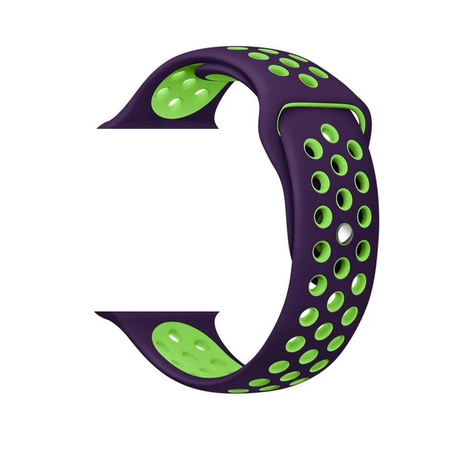 Purple Green Smochm резиновые NK спортивные силиконовые умные часы ремешок Замена для Apple Watch 44 мм 42 мм/40 мм/38 мм серии 4 3 2 1 IWO часы - Цвет: Purple Green