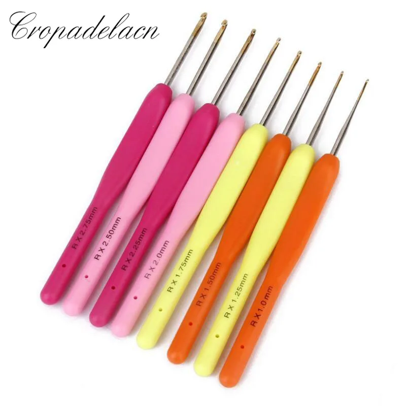 8 шт./компл. Алюминиевые крючки для вязания крючком с пластиковой ручкой