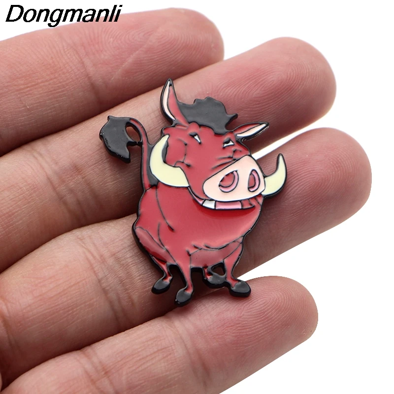 P3589 Dongmanli Король Лев Пумба металлические эмалированные булавки и Броши Модные нагрудные булавки рюкзак сумки значок подарки